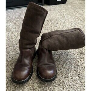 UGG Brooks Tall Brown Leather & Sheepskin Boots Women’s Size 7